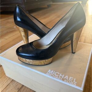 Michael Kors Black and Gold Platform Heels